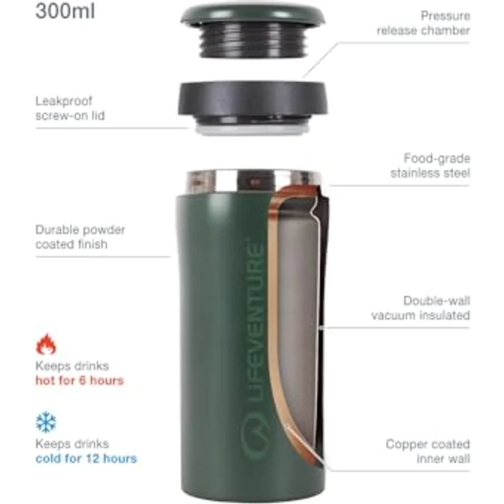 Lifeventure Thermal Mug Metallic Green – Bild 4