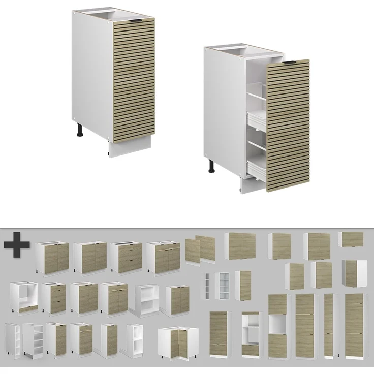 Apothekerschrank Fame-Line Eiche Paneel 30 cm ohne Arbeitsplatte Vicco – Bild 5