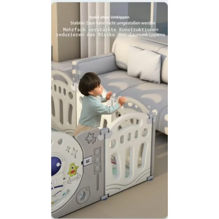 Magic ZC Laufstall Baby, Großer Laufgitter Baby, Laufstall Faltbar für Drinnen Draußen, Kinderaktivitätszentrum Spielhof Spielplatzpark für Kinder mit Antikollisionsschaum (Y 14+2) – Bild 6