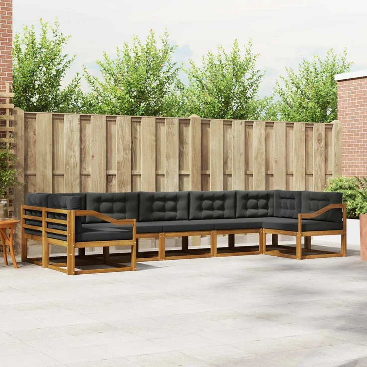 vidaXL Outdoor-Sofagarnitur 7 stk. 7-Sitzer Natur und Anthrazit 3368120 – Bild 1