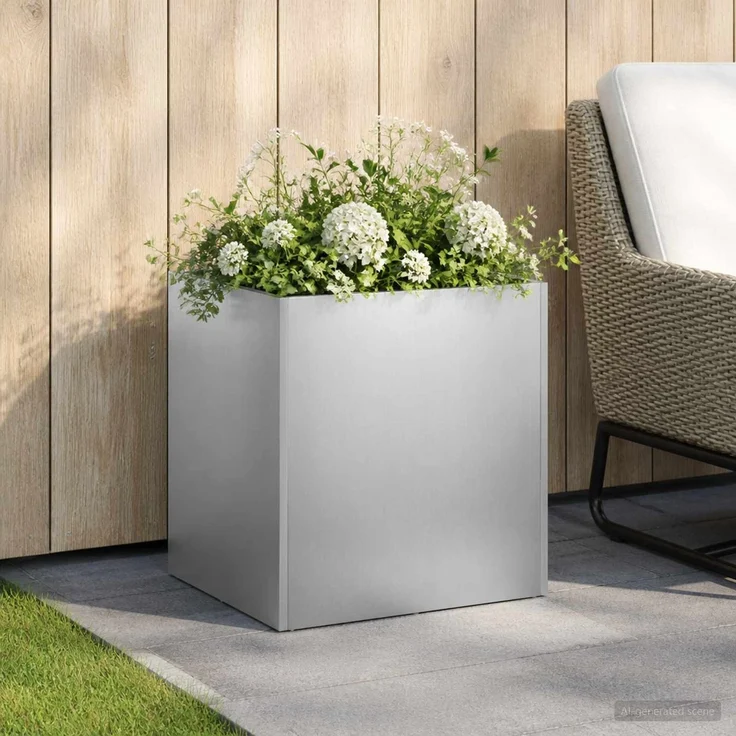 vidaXL Garten-Pflanzgefäß Silber 20 x 20 x 20 cm Edelstahl 8004932 – Bild 1