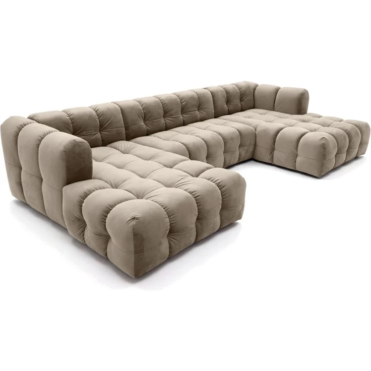 Wohnlandschaft Sofa U-Form SOLVIE in Stoff Tiffani Taupe – Bild 2