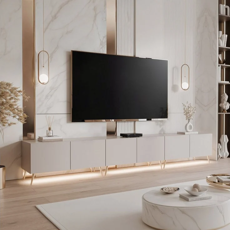 yourhouse24 Lowboard TV ANGEL 300 auf Füßen mit LED-Beleuchtung – Griffloses Design – Bild 3