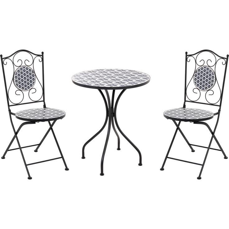 Bistro Set SIROLO Metall Weiß Blau
