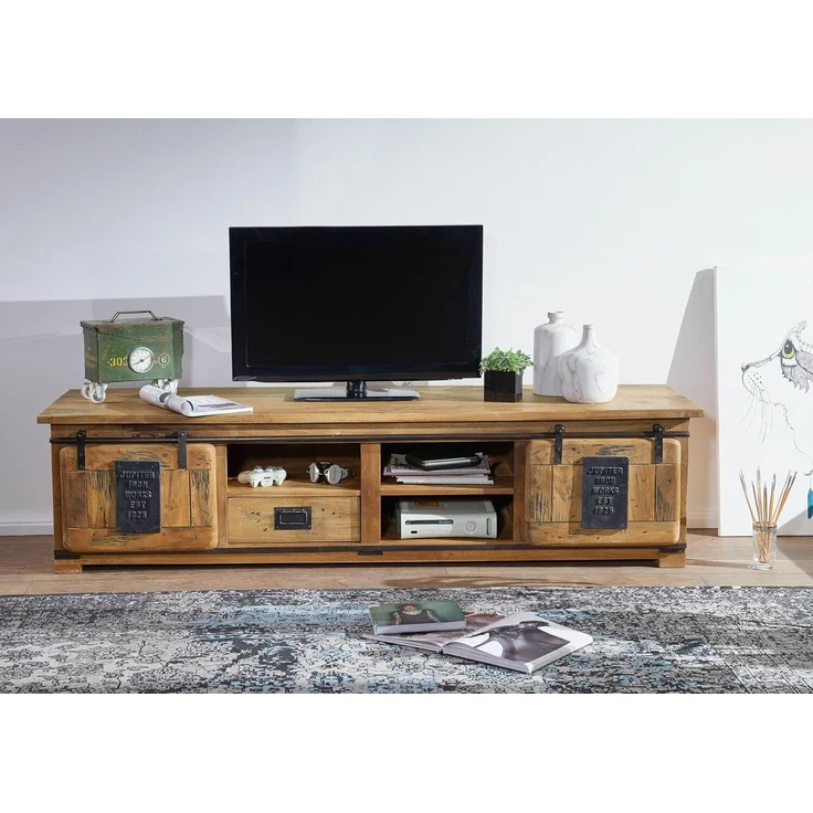 TV-Board Mango 200x55x50 natur lackiert RAILWAY #151 – Bild 2