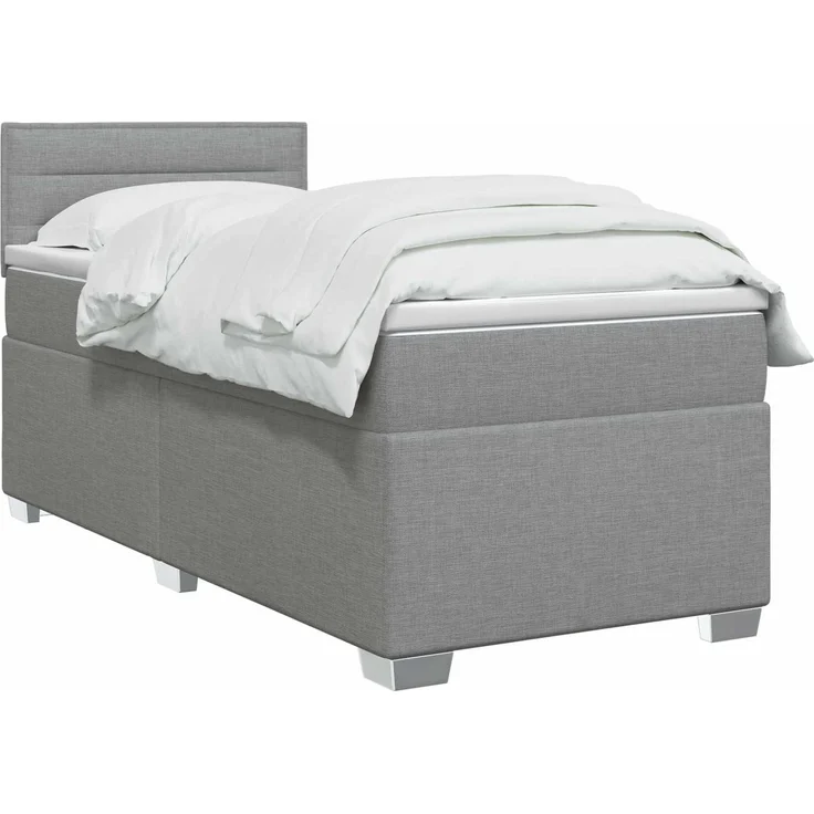 vidaXL Boxspringbett mit Matratze Hellgrau 80 x 200 cm Stoff 3450341 – Bild 3