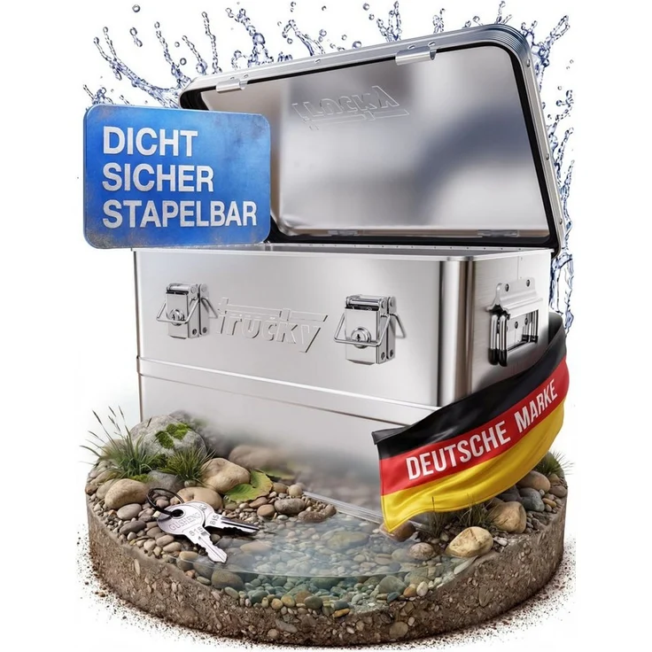 Trucky Allzweckkiste Aluminium Box mit Deckel Silber Alukiste Alu Kiste Abschliessbar – Bild 2