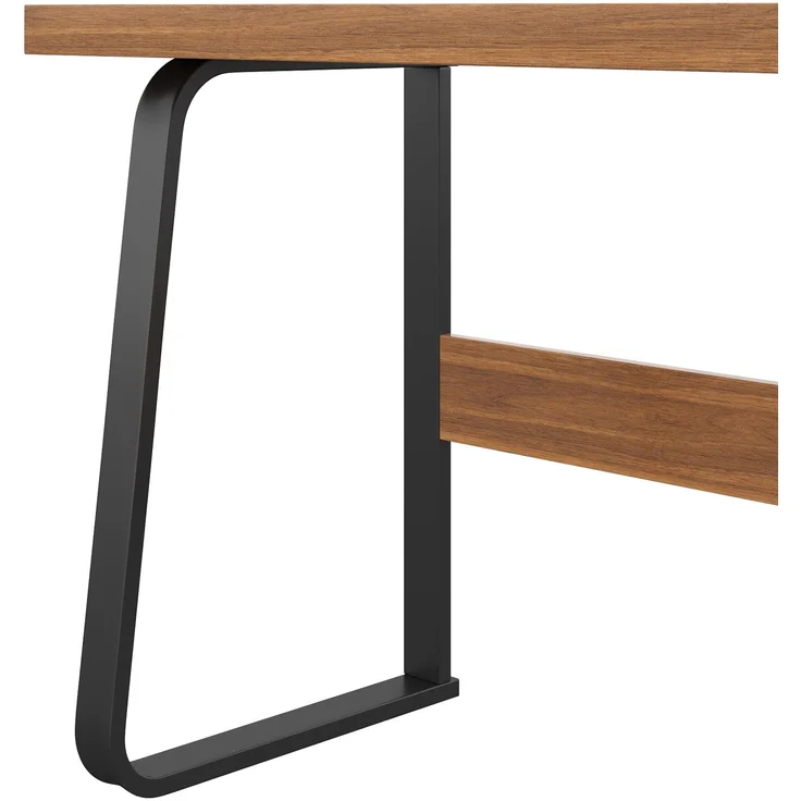 Flieks Schreibtisch 161 x 54 x 76.4 cm mit offenem Ablagefach, geräuscharmer Schublade und Stahlgestell, Walnussfarben – Bild 8