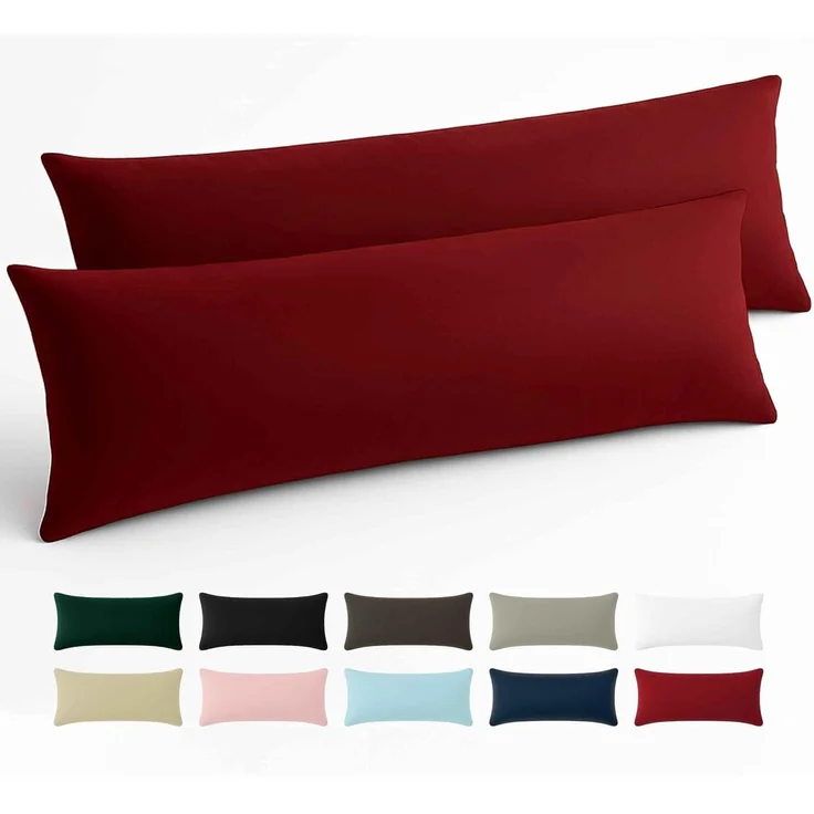 Kissenbezug 40x145 Baumwolle Renforcé (2er-Set) - Burgunderrot - Dicht gewebt mit 57 Fäden/cm² - Kissenbezug 40x145 cm - Oeko Tex Zertifiziert - Dreamzie – Bild 1