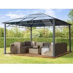 Gartenpavillon 4x4 m Aluminium Gestänge Polycarbonat Dach ca. 8 mm Pavillon Gartenzelt ohne Seitenteile