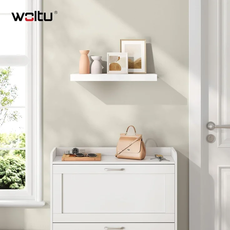 WOLTU Wandboard Wandregal CD DVD Regal Bücherregal Schweberegal Holz Board 50x22. 9x3. 8cm weiß für Büro, Wohnzimmer, Schlafzimmer, Küche RG9368ws – Bild 2