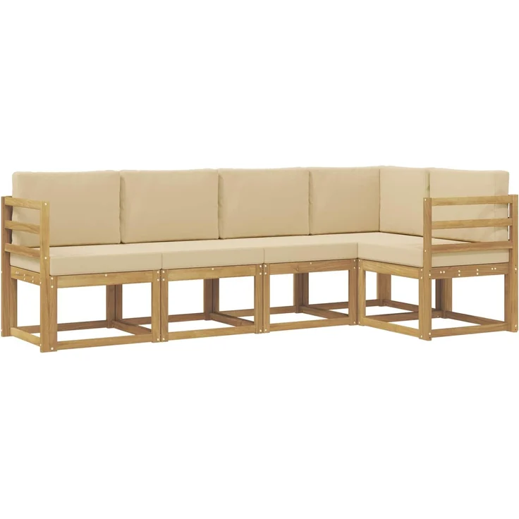 vidaXL Outdoor-Sofagarnitur mit Kissen 5 pcs Weiß und Beige, 245 x 126,5 x 73 cm – Bild 2