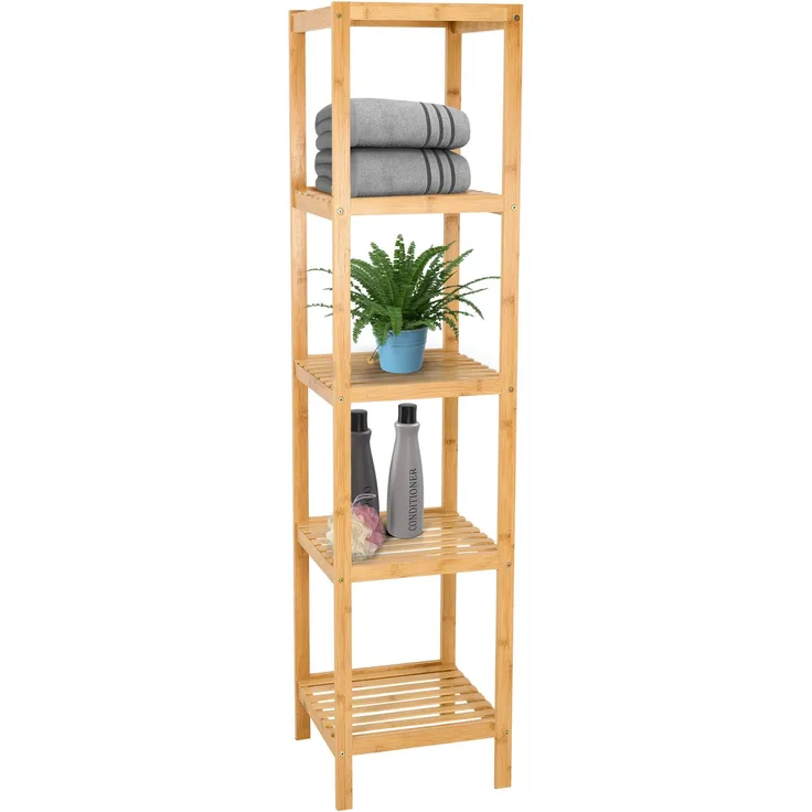 Brixy Badezimmerregal - Badezimmerschrank - 5-lagig - 141x33x33cm - Badezimmerschrank - Bambus