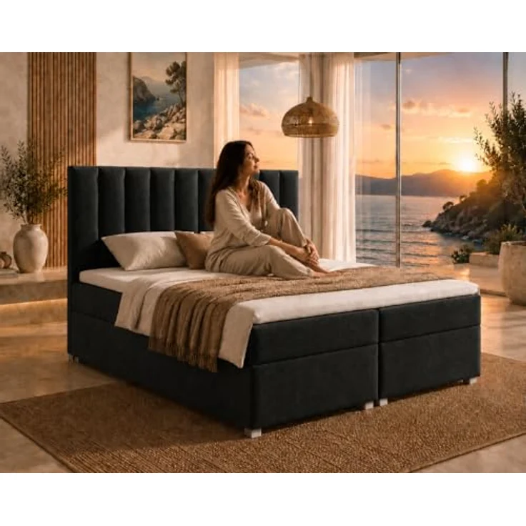 Best For Home Boxbett Trinity K-10, Schwarz, 160x200 cm, mit Bettkasten und 18 cm Matratze – Bild 4