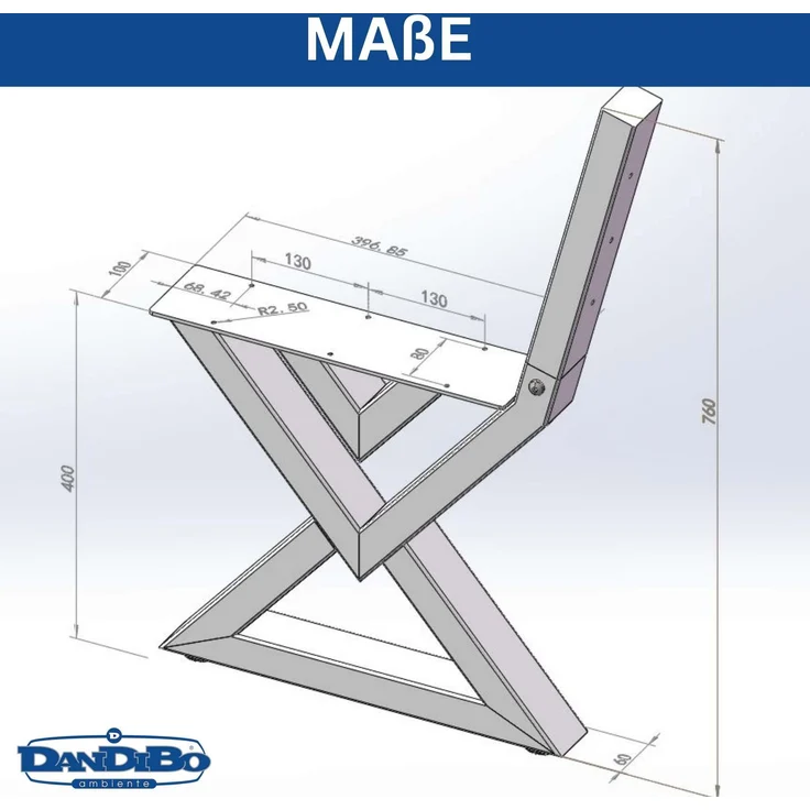 DanDiBo 2x Bankgestell mit Lehne Edelstahl Set DIY Bank Füße Bankkufen Bankbeine 96680 Sitzgestell für Gartenbank Robust Stabil – Bild 3