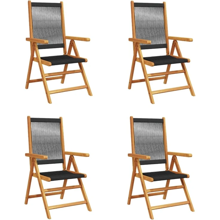 vidaXL Gartenstuhl Verstellbar 4 Stk. Schwarz Massivholz Akazie 3214529 – Bild 1