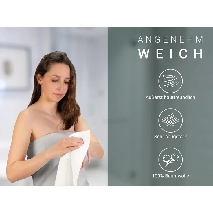 ZOLLNER 10er Set Seiftücher, 100% Baumwolle, 10x10cm, weiß, extra flauschig – Bild 3