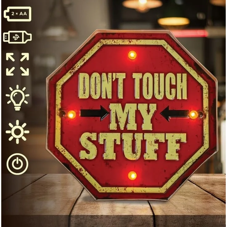Forever Light Retro Metallschild LED „Don’t Touch“ USB 5V Wanddeko – Bild 2
