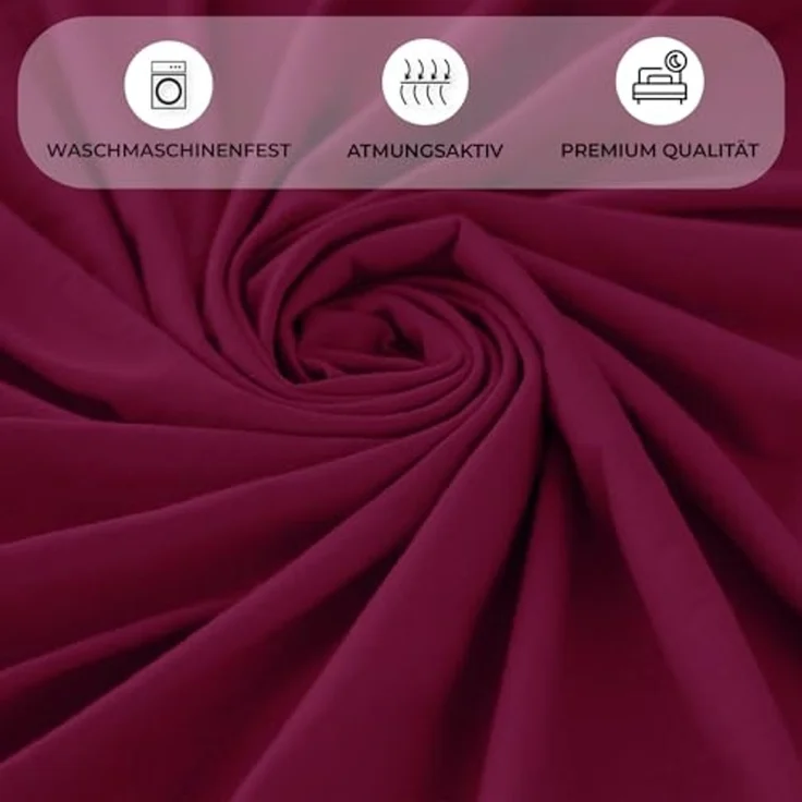Buymax® Topper Spannbettlaken 140x200 cm Spannbetttuch 100% Baumwolle Jersey für Matratzentopper bis 12 cm Matratzenhöhe Bettlaken für Boxspringbett Topper, Bordeaux Rot – Bild 5