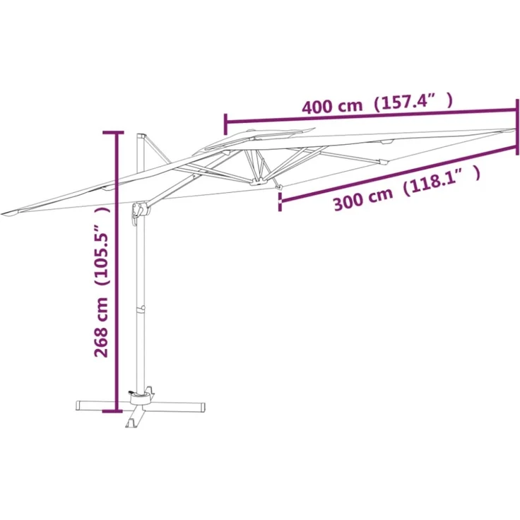 vidaXL Ampelschirm mit Doppeldach Terrakotta 400x300 cm 319958 – Bild 9