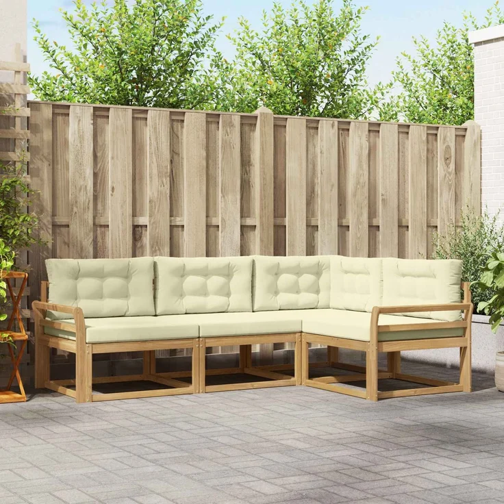 vidaXL Outdoor-Sofagarnitur 4 stk. Weiß und Creme 250 x 170,5 x 73 cm 3386374 – Bild 1