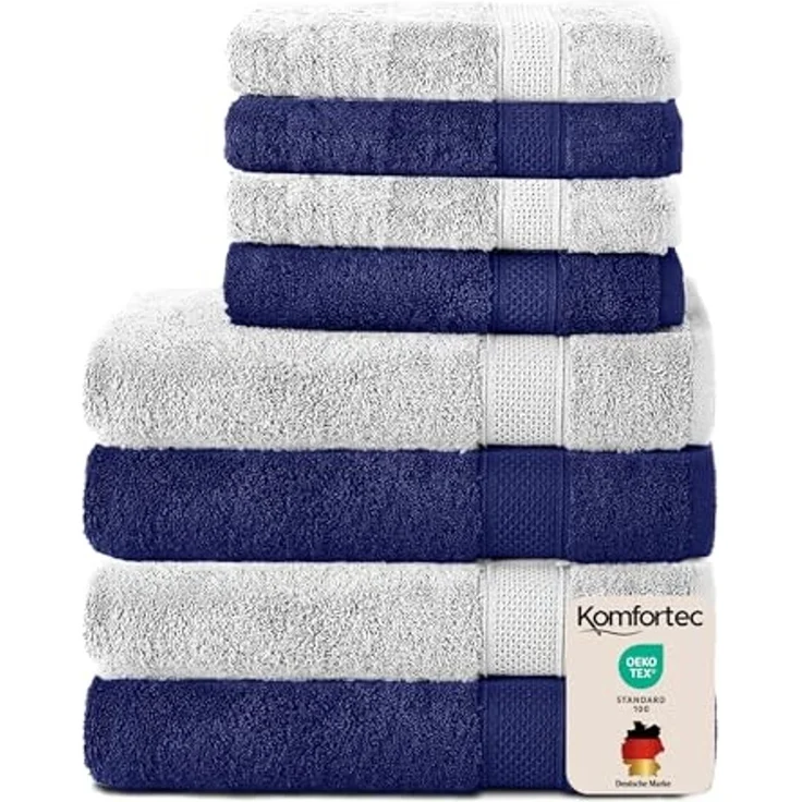 Komfortec Handtuch Set aus 100% Baumwolle, 4 Handtücher 50x100 cm und 4 Badetücher 70x140 cm, Frottee (Packung, 8-St), Duschtücher & Badehandtuch, Weich, Towel, Groß – Bild 1