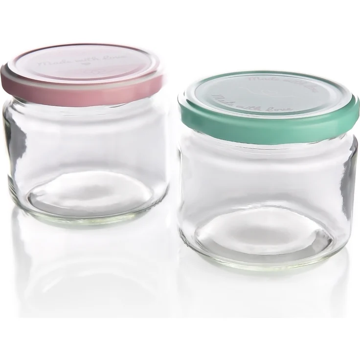 BigDean 12er Set Einmachgläser mit Deckel in rosa und Pastell-grün in Made with Love Stil - 330ml Sturzgläser Marmeladenglas – Bild 7