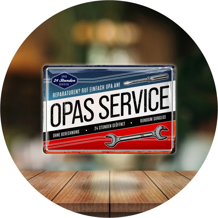 LANOLU Blechschild Service von Opa - 20x30cm – Metall – Mehrfarbig – 20156 – Bild 6