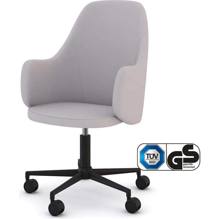 ASSMANN Schalenstuhl Consento Triest High Back gepolstert mit Rollen Hellgrau 56x63x98cm Textil