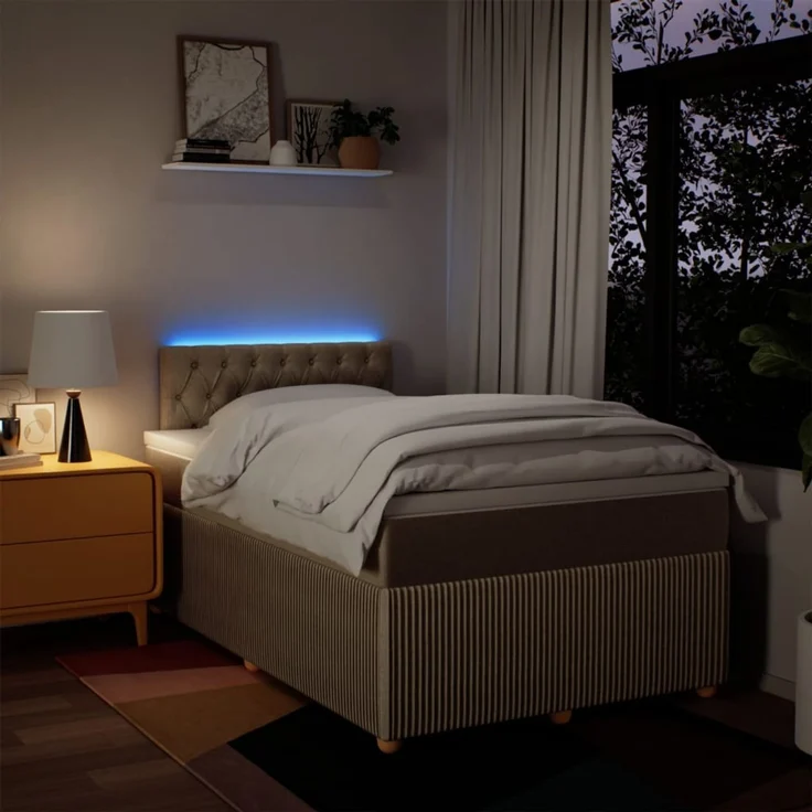 vidaXL Boxspringbett mit Matratze Creme 120x200 cm Stoff 3289735 – Bild 5