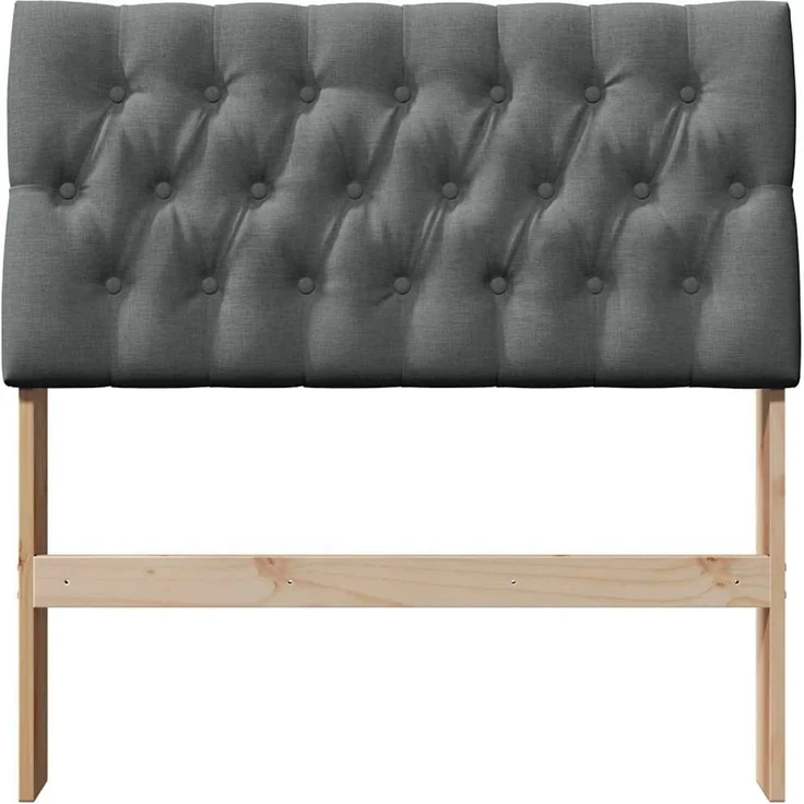 vidaXL Gepolstertes Kopfteil Dunkelgrau 90 cm Massives Kiefernholz Braun (Art-Nr 879360) – Bild 4