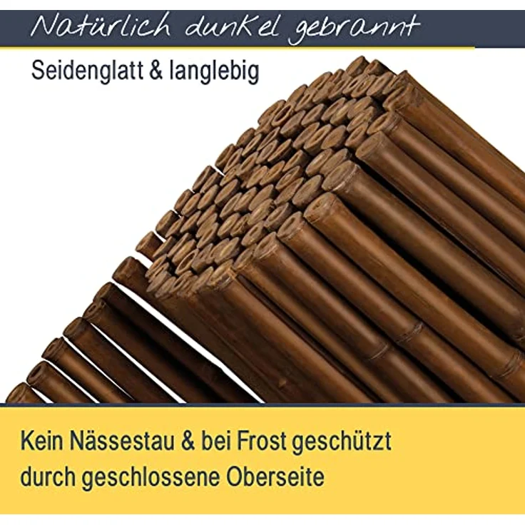 Sol Royal Premium Bambus Sichtschutz Zaun 200x250 cm B23 Dunkelbraun – hochwertig gehärtete Bambusrohre Ø 2-3cm, witterungsbeständiger Bambuszaun Indoor & Outdoor, Balkon Sichtschutz – Bild 4