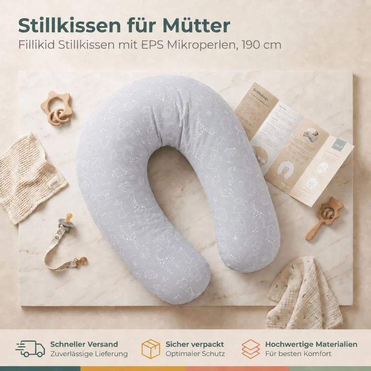 Fillikid Stillkissen Stillkissen EPS Mikroperlen 190 cm Exklusiv – Bild 5