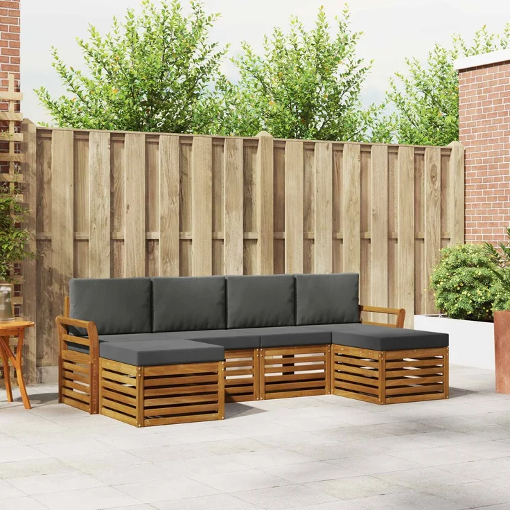 vidaXL Outdoor-Sofagarnitur 6 stk. 6-Sitzer Natur und Anthrazit 3375252 – Bild 1