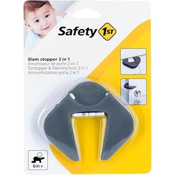 Safety 1st 2-in-1 Türstopper, Nutzung als Keil oder seitlichem Klemmschutz, schnell und einfach zu installieren, grau