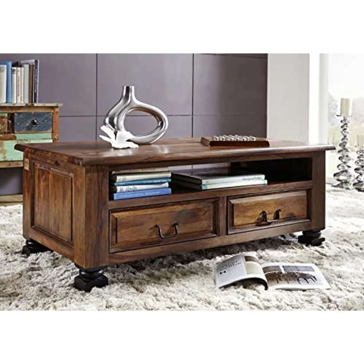 Couchtisch Sheesham 115x60x45 braun lackiert NEW BOSTON #203 – Bild 6
