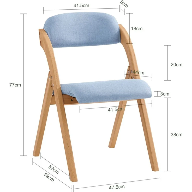 SoBuy FST92-BL Klappstuhl, Stoff, Lackiert, Blau, 41,5 x 77 x 47,5 cm – Bild 3