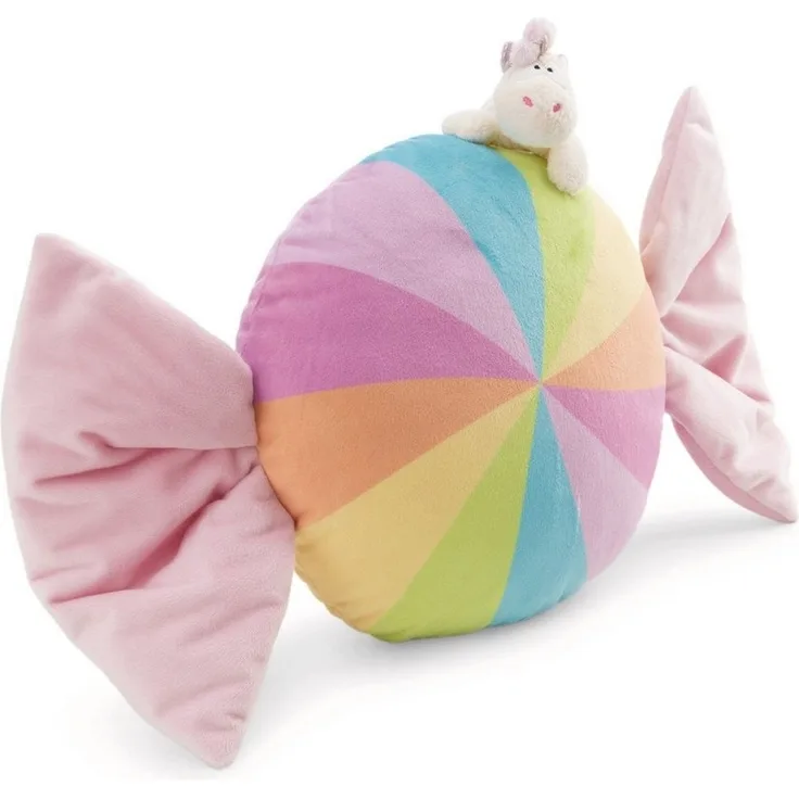 Nici Dekokissen Nici Bonbonförmiges Kissen mit Kuscheltier Einhorn, Nici süßes Dekokissen
