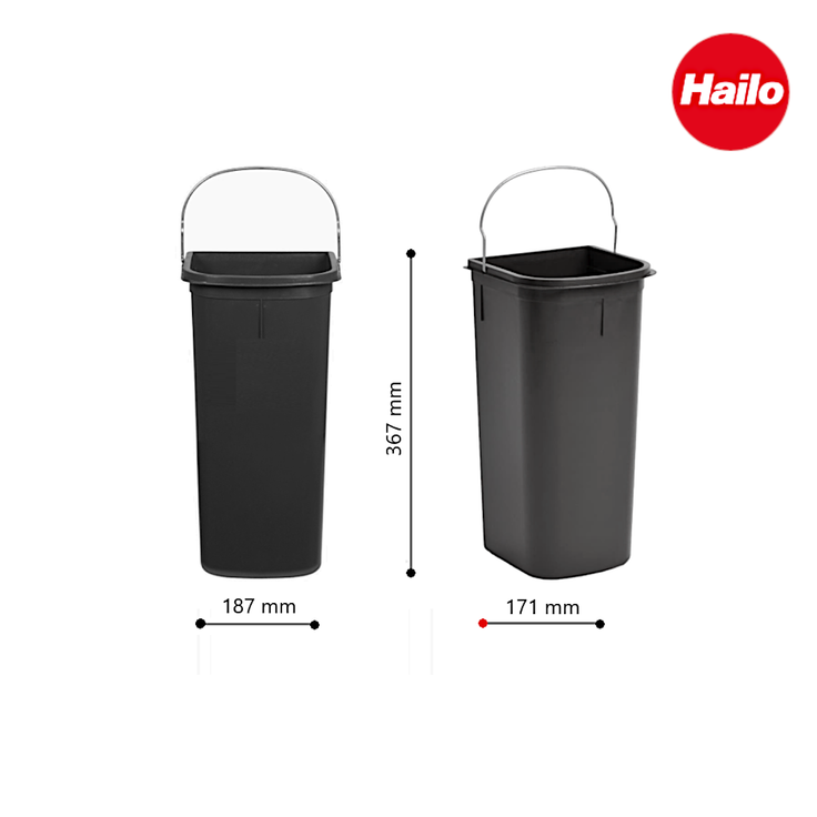 Hailo Inneneimer PAAR 1226249 schwarz 2x8 Liter 185x170x365 mm für DUO – Bild 3