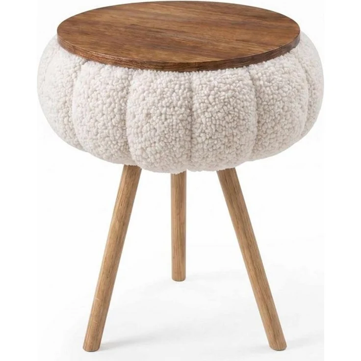 Skye Decor Beistelltisch Snug Japandi (1-St), Teddy-Optik mit Buchenholzbeinen – Bild 1