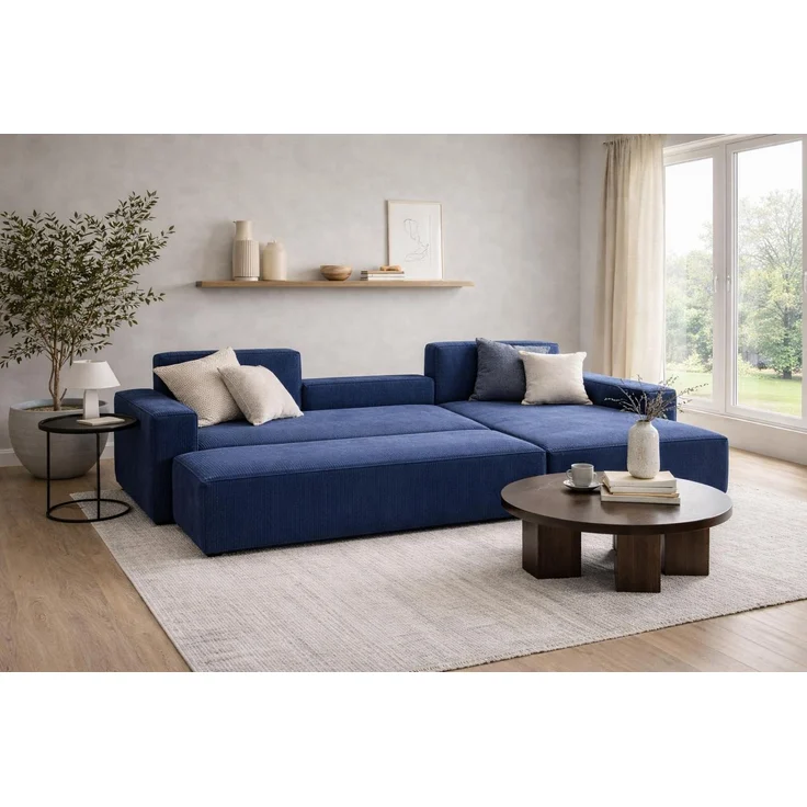 KRISAN MÖBEL Ecksofa EDEN in Blau 235 x 75 x 144 cm, modernes Ecksofa mit Schlaffunktion Links und Rechts montierbar – Bild 4