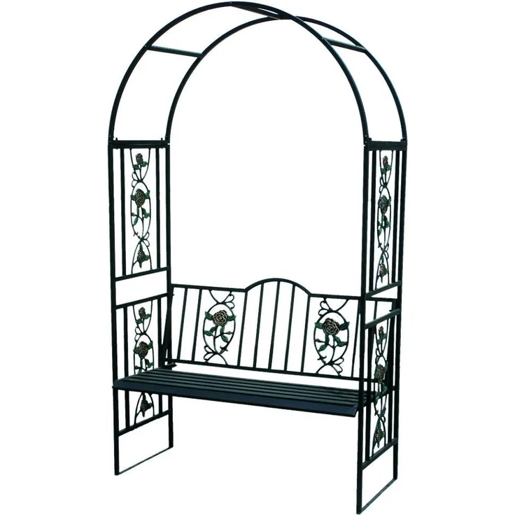 TrendLine Rosenbogen mit Bank 122x52x210 cm Gartenbank Rankhilfe Rankgitter
