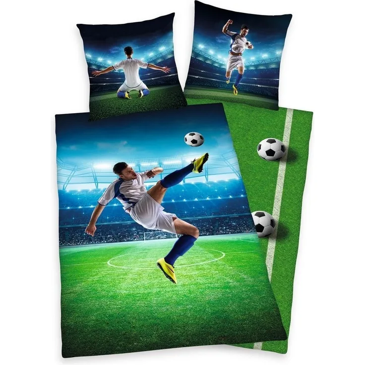 Herding 'Fußball WM' Bettwäsche blau/grün
