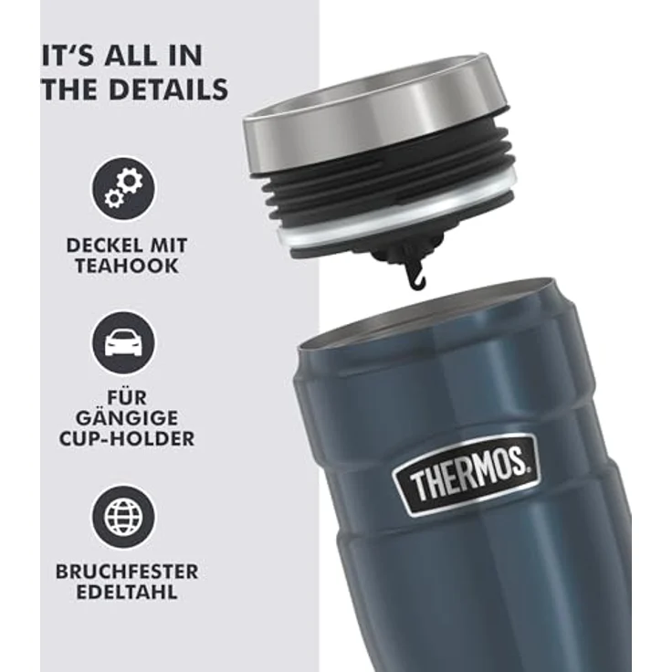 Thermos STAINLESS KING Thermobecher aus Edelstahl ice grey 0,47l - Coffee to Go Becher, absolut dicht, spülmaschinenfest, 7h heiß & 18h kalt, mit Haken für Teebeutel, BPA-frei – Bild 5