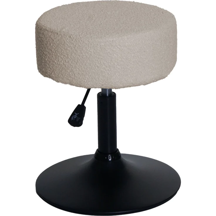 Hocker HWC-C22, Sitzhocker Schminkhocker, höhenverstellbar drehbar Ø 37cm Stoff Bouclé (450g/m²) FSC® ~ beige – Bild 7