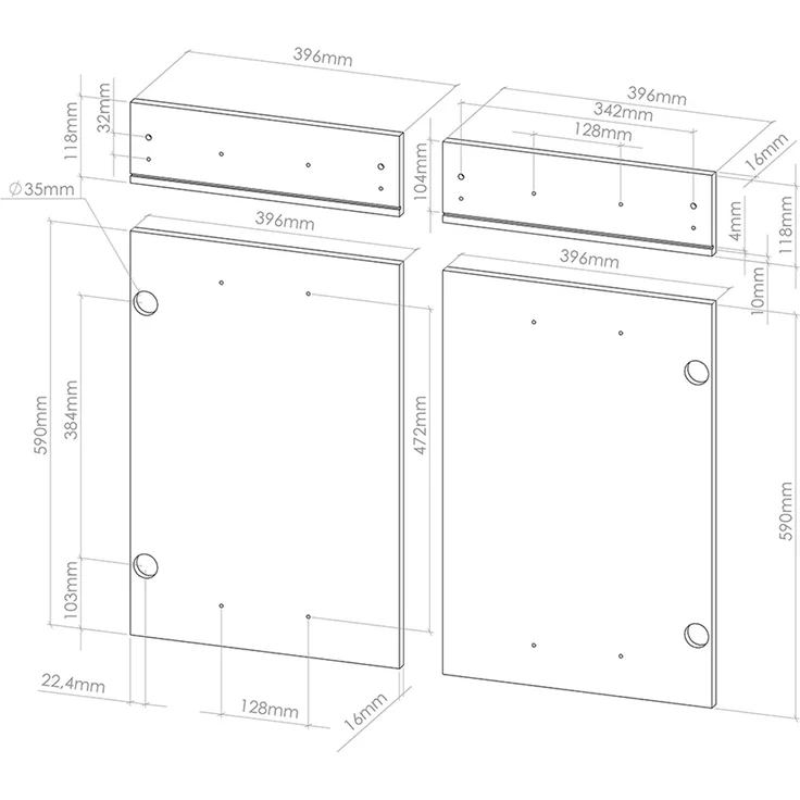 Küchenfront R-Line Schwarz Hochglanz 79.2 x 70.8 cm Möbelfront für den Schubladenunterschrank Vicco – Bild 2