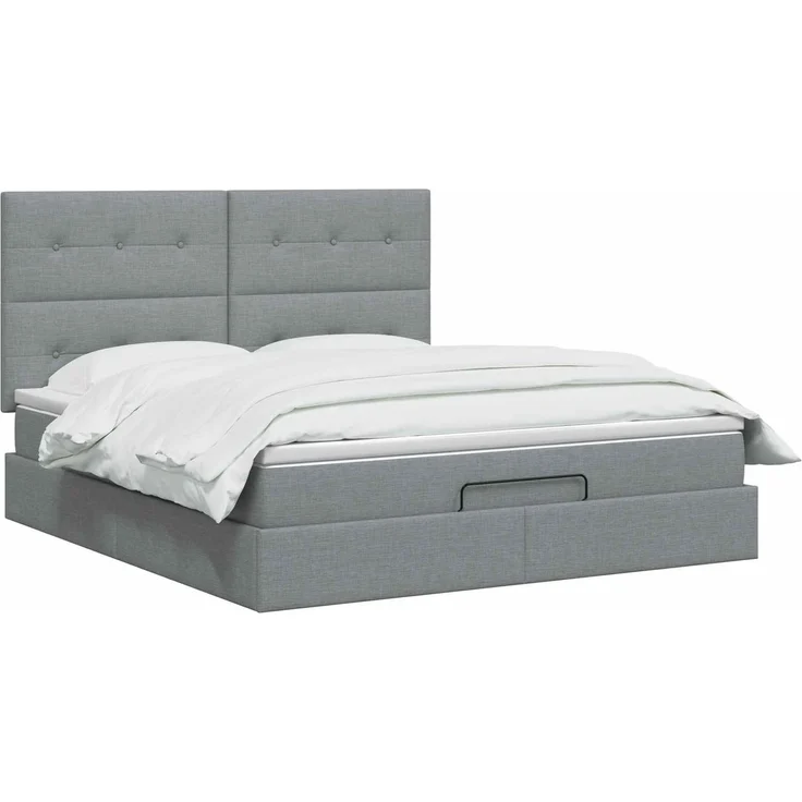 vidaXL Ottoman Bett mit Matratze Hellgrau 140 x 200 cm Stoff 3457494 – Bild 3