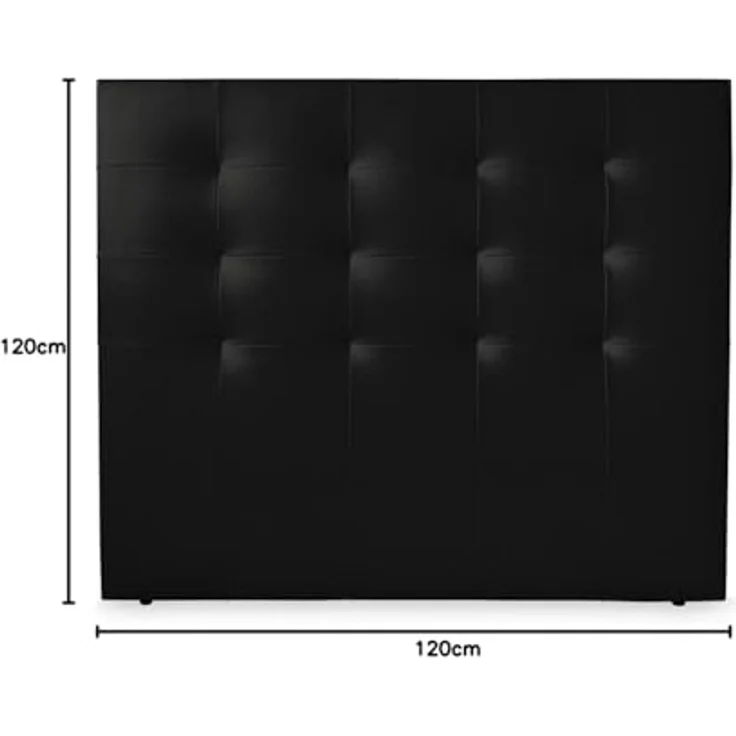 DUÉRMETE ONLINE Gepolstertes Kopfteil Paris | Bezug aus hochwertigem Kunstleder | Maße 160 x 120 cm 150 cm, Holz, Schwarz, 100 x 120 cm (Bett 90 cm) – Bild 3