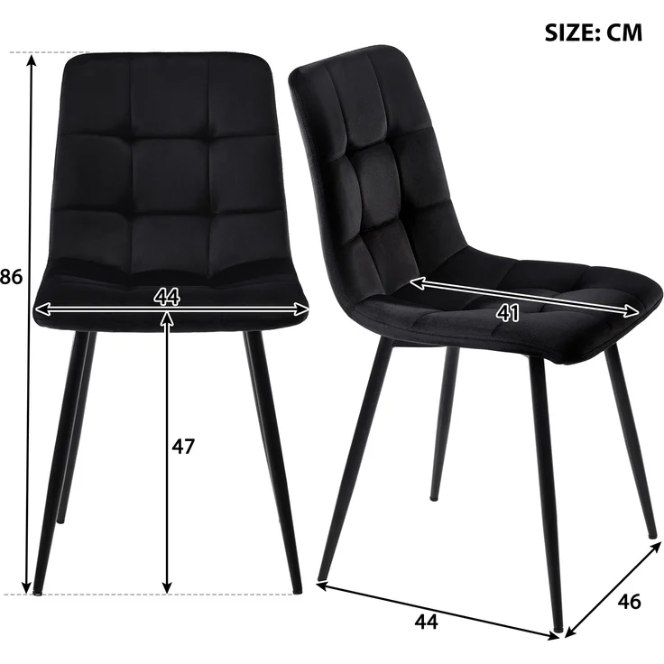 Esstisch Set 120x70 cm mit 4 schwarzen Samtstühlen, goldene Metallbeine – Bild 9
