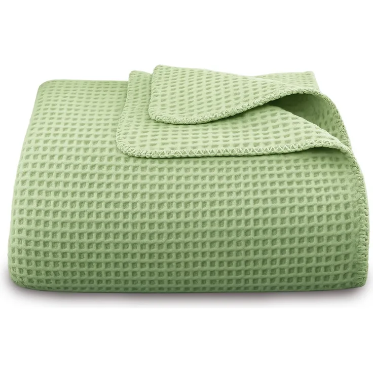 Sommerdecke Kuscheldecke Piqué Baumwolle/Polyester 140x200cm Altgrün